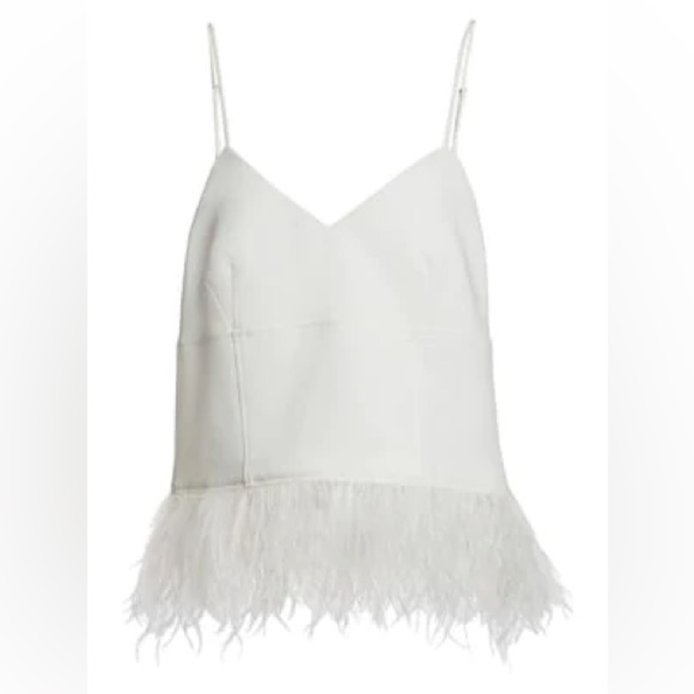 NWOT Cinq a Sept Narcissa Feather Trimmed Top